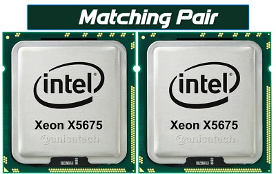 Matching Pair Intel Xeon X5675 6-Core 3.06GHz FCLGA1366 CPU Processor SLBYL 95W - Image 1 of 3