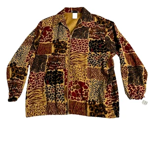 VTG Bonworth Womens Full Zip Jacket Sz S 80s Animal Prints Collared NWT - Picture 1 of 10