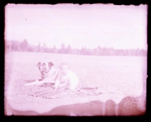 LATE 1800s EARLY 1900s GLASS NEGATIVE, CHILD AND LARGE DOG - Picture 1 of 2