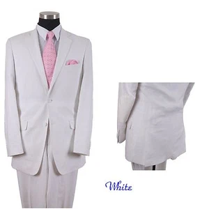 Milano Moda 85% Linen 15% CottonTwo Button Suit  Pleated Pants Double Vents L613 - Picture 1 of 5