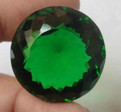 63.40 Ct. Green Amethyst Translucent Facet Round Cut Loose Gemstone Ring Pendant - Image 1 of 4