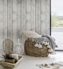 Superfresco Vertical Wood Slat Plank Rustic White Beige Grey Wallpaper 104916