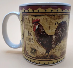 Coffee Cup Mug The Sakura Table Retro Rooster Stoneware Yellow Polka Dot - Picture 1 of 6