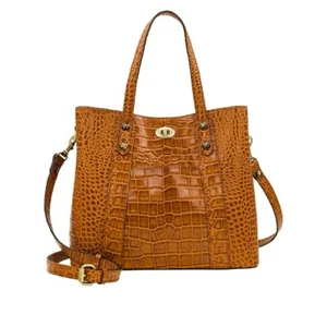 Bolso de Mano Patricia Nash Darby Mediano Cuero Repujado de Cocodrilo-Cartera de Coñac - Imagen 1 de 7