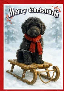 Cavapoo / Cockapoo / Doodle Black Dog A6 (4" x 6") Christmas Card (Blank inside) - Picture 1 of 1