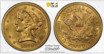 1878-S San Francisco Liberty Head $5.00 Gold Half Eagle PCGS Uncirculated Detail - Image 1 of 4