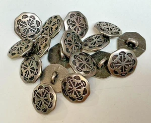metal buttons silver tone 1/2" shank 5 pcs - Picture 1 of 4