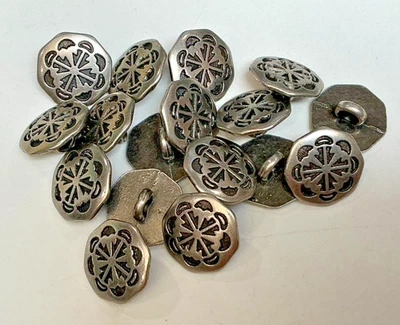 metal buttons silver tone 1/2" shank 5 pcs - Image 1 of 4