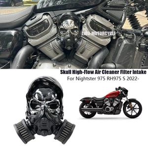 For Harley Nightster 975 RH975S 2022-2025 NEW Skull High-Flow Air Cleaner Black - Picture 1 of 9