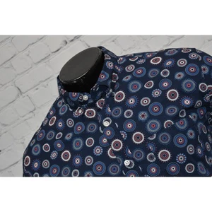 J Crew Anzughemd Herren Größe Small Flex Washed Slim Fit Blau Blumenmuster Geometrisch  - Bild 1 von 6