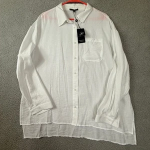 Adrianna Papell White Button Down Shirt Womens XL Long Sleeve Top - Picture 1 of 7