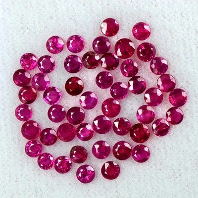 Natural Ruby Diamond Cut Round Lot 3 mm mogok 7.63 Cts Burma Mined Gemstone - Image 1 of 2