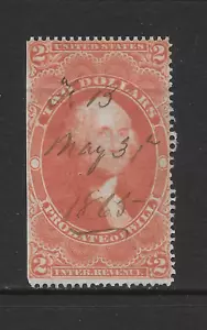 U.S. Scott R83c GEBRAUCHT SE FEIN - 1862 $ 2 ROTE AUSGABE (S) - WILLENSNACHWEIS - Bild 1 von 2