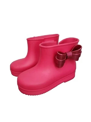 Mini Melissa Niñas Talla 9 Rosa Brillo Brillo Arco Azúcar Botas de Lluvia Zapatos Foto 1 de 4