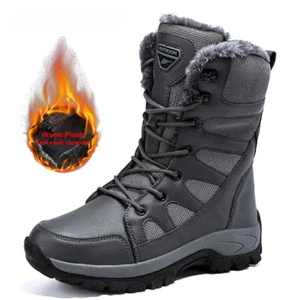 Botas al tobillo impermeables al aire libre para hombre botas gruesas de felpa cálidas antideslizantes para nieve - Imagen 1 de 20