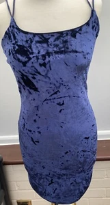 Womens Blue Crushed Velvet Strappy Dress Size 10 - Picture 1 of 6