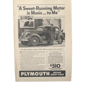 Vintage 1936 Plymouth Sweet Running Motor Ad Advertisement - Picture 1 of 4
