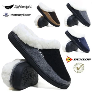 DUNLOP HERREN HAUSSCHUHE WINTER WARM FELL KUSCHELIG MEMORY FOAM INDOOR SLIPPER SCHUHE PANTOLETTEN - Bild 1 von 30