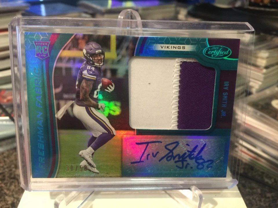 2019 certified ff fabric mirror teal rc auto patch #d /50 irv smith jr vikings  - Image 1 of 1