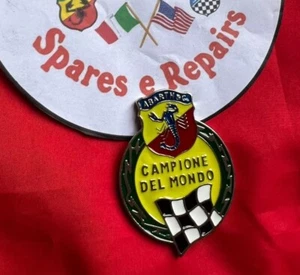 Classic Fiat 500 Abarth Rear Badge “Campione Del Mondo” 70x50mm New - Picture 1 of 3