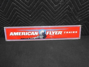 Ande Rooney American Flyer Trains Sign Porcelain enamel Red 21" x 4" - Picture 1 of 5