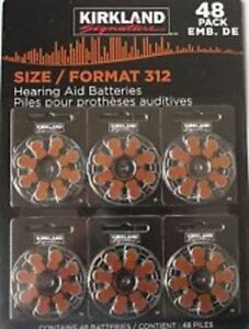 Kirkland Size 312 Hearing Aid Batteries Card of 48!  Exp 9/2025 Free Shipping!