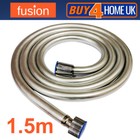 Fusion Smooth Matt Silver Shower Hose Brass Pipe Standard Bore PVC Long Flexible