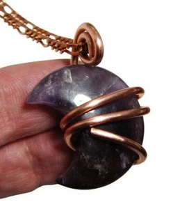 Handmade Crystal Jewelry African Amethyst Moon Pendant Real Crystals Purple #1 - Picture 1 of 3
