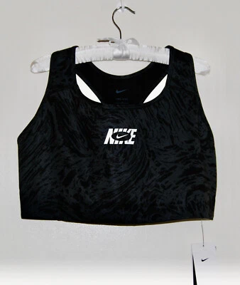 Новый с Ярлыками Nike женщин плюс черный Swirl печать Swoosh спортивный бюстгальтер средней поддержки sz 2 X - Изображение 1 из 4