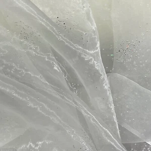 10m Gem Stones Organza Fabric Dress Stage Draping Backdrop Curtains 54" CREAM - Picture 1 of 12