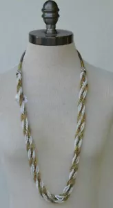 NEU Ann Taylor LOFT Gold & Weiß Grob Cruise Geflochten Lange Halskette 18" Tropfen - Bild 1 von 2