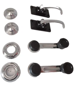 KIT MANIGLIE ALZAVETRO + APRIPORTA CON ROSONI  FIAT 500 EPOCA MOD. L - Foto 1 di 7