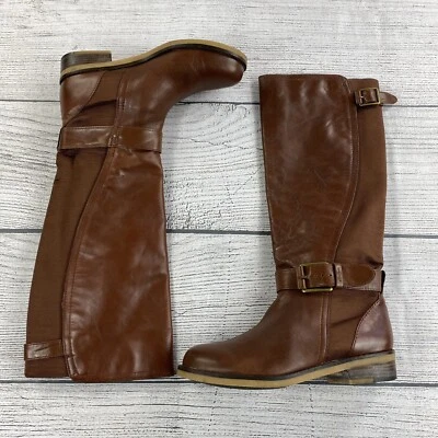 Lucky Brand Leather Knee High Boots Women Size 8.5 Tall Buckle Boots - Brown  - Image 1 of 4