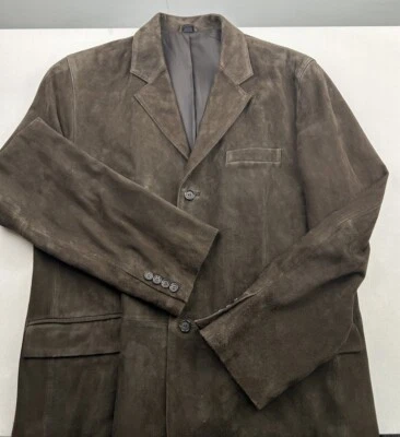 712 FIFTH AVE MARRÓN Cuero GAMUZA HOMBRES BLAZER 44L Chaqueta Deportiva Sussex Foto 1 de 4