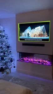 2025 Panoramic 3 Sided Electric HD LED Media Wall Deep Fire 1500 mm 60 inch New! - Picture 1 of 12