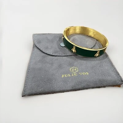 Brazalete con bisagra Julie Vos Bee en esmalte verde jade Foto 1 de 4