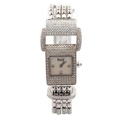 Reloj Pulsera Piaget Oro 18k Miss Protocole 17mm Diamante Borla Pulsera Ref 5225 Foto 1 de 4