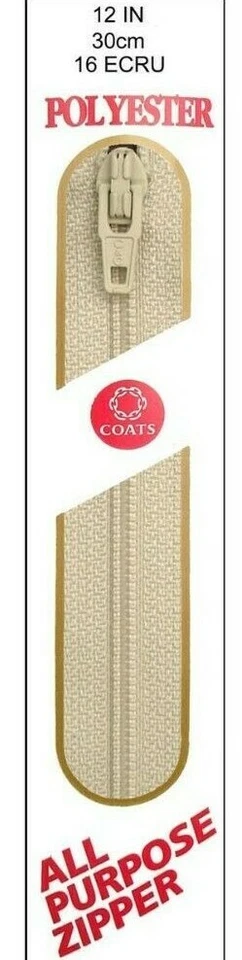 Coats & Clark ~ (F72-12-016) - All purpose Zipper - Polyester - 12", Ecru - Image 1 of 1