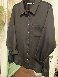 Camisa negra con botones Soft Surroundings para mujer 3X **Clásica elegante trabajo moderno - Imagen 1 de 17