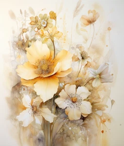 Set of 4 Flowers Wall Art Home Decor Print, Art Wildflower Watercolor - Picture 1 of 4