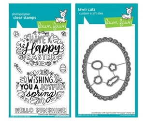 New! Lawn Fawn GIANT EASTER MESSAGES Clear Stamp and Die Set LF2784 & LF2785 - Picture 1 of 1