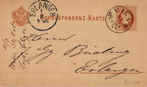 K&K Österreich Correspondenz-Karte 31.10.1879 - 2Kr Wien nach Erlangen - Bild 1 von 2