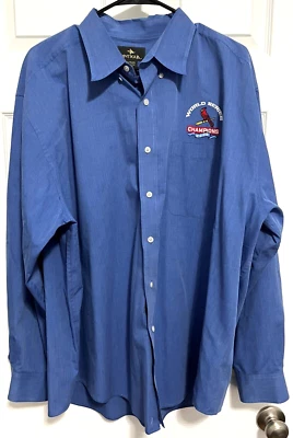 ST LOUIS CARDINALS 06 WS CHAMPIONS Men Blue Long Sleeve Button Shirt XL Antigua - Image 1 of 4