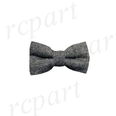 Nuevo formal para hombre pre atado pajarita lana tweed espiga negro gris boda Foto 1 de 3