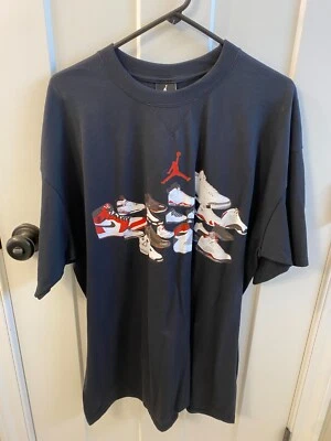 Винтажный новый NIKE 2001 Air Jordan туфли истории черная футболка для взрослых XL - Изображение 1 из 3