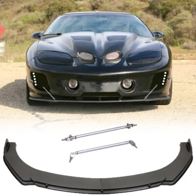Alerón divisor de labios parachoques delantero aspecto carbono + varillas de puntal para Pontiac Firebird Foto 1 de 4