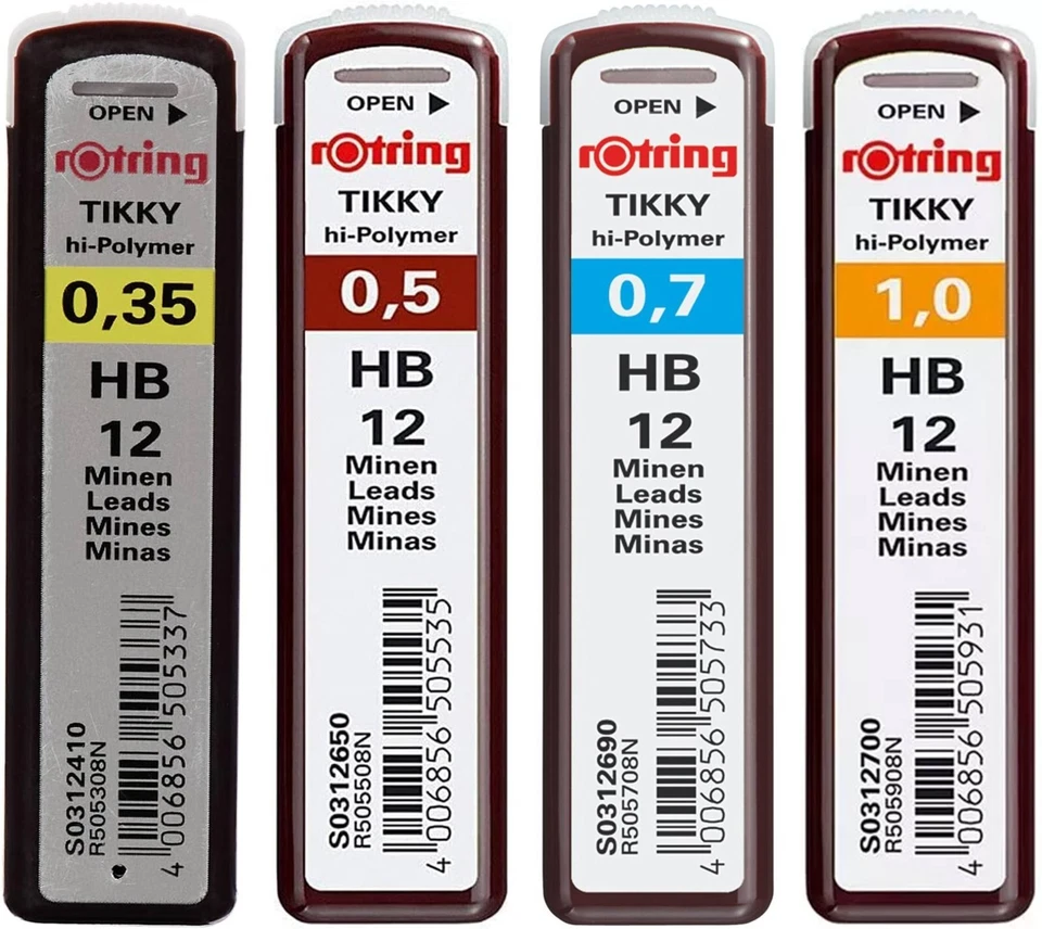 Cables de lápiz mecánico rOtring Tikky, HB negro, 2 tubos, elige el tamaño Foto 1 de 1