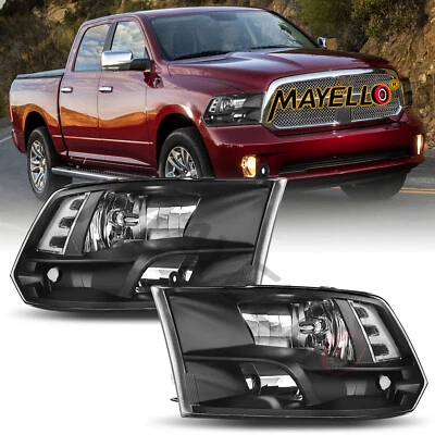 Pair For 2009-2018 Dodge Ram 1500 2500 3500 Black Headlights lamps 09-24 US NEW - Image 1 of 4