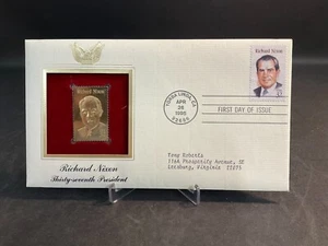 1995 PCS Richard Nixon Thirty-Seventh President 32¢ FDC 22K Gold Stamp Replica - Picture 1 of 3