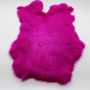1pc Soft Natural Tanned Real Rabbit Skin Pelts Fur Collar Craft Gloves ROSE RED - Picture 1 of 8